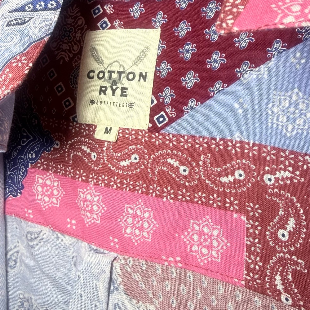 Rye Multicolor Patchwork Button Down Shirt NWT - image 2